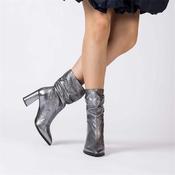 Wonders Salma High Block Folded Boot - Silver Metallic - 37