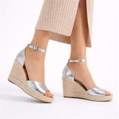 Wonders Manly Espadrille Peeptoe Wedge - Silver Metallic - 38 image