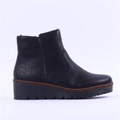 Rieker Wedge Ankle Boot With Side Zip - Black - 36 image