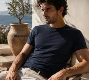 Men's Casual Round Neck  Cotton T-Shirt (2204) Navy image