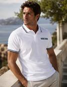 Men's Polo with Stripe Rib (3135) White image