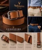 Mens Tan Brown Leather Belt (9001) image
