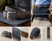 Mens Stretch Braided Belt (9002 Navy) by Vedoneire of Ireland image