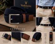Mens Stretch Braided Belt (9002 Solid Navy) by Vedoneire of Ireland image