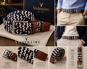 Mens Stretch Braided Belt (9002 Multi) Brown Cream Navy image