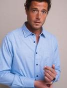 Soft Warm Shirt 100% Cotton Long Sleeve Shirt, Blue Solid image
