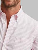Men's Cotton Long Sleeve Oxford Shirt, Pink Stripe image