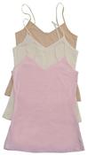 Womens Cotton Lycra Cami Vest x 3 pack in Nude, Cream, Pink (2388) image