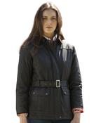 Ladies Wax Jacket (5050 Black) womens biker style dry waxed coat image