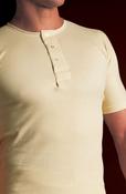 Mens Natural Cotton Short Sleeve Button Top (453) cream winter vest, vintage look by Vedoneire of Ireland image