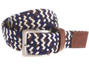Mens Stretch Braided Belt (9002 Multi) Brown Cream Navy image