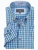 Mens Casual Long Sleeve Peach Finish Check Plaid Shirt,  Blue Check image