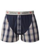 Mens Cotton Boxers Single (JT006) Navy Jersey, Woven Plaid image