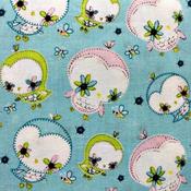 Baby Bird Print On Light Blue - 100% Cotton image