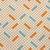 Geometric Grid Orange &amp; Blue - 100% Cotton image