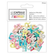 Capsule Elements Adhesive Wooden Letters (81pcs) - Pigment