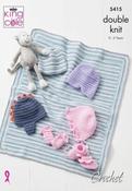Baby Hat, Mitts, Bootees &amp; Blanket in King Cole Big Value Baby DK (5415) image