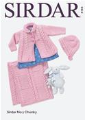 Baby Girl's Matinee Coat, Bonnet &amp; Blanket in Sirdar No.1 Chunky (5188) image