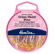 Extra Long Glass Head Pins - Yellow