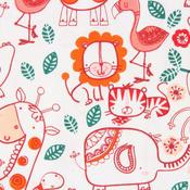 Zoo Animals on White - 100% Cotton image