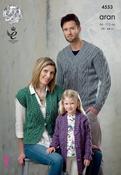 Family Sweater, Cardigan &amp; Waistcoat in King Cole Aran (4553)