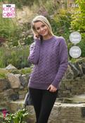 His &amp; Her's Cabled Cardigan &amp; Sweater in King Cole Fashion Aran (5345)