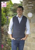 Men's Textured Waistcoat &amp; Sweater in King Cole DK (5366)