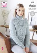 His &amp; Her's Polo Neckband Cabled Sweaters in King Cole Big Value Poplar Chunky (5499)