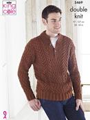 Men's Button-Up V Neck and Round Neck Cabled Sweaters in King Cole DK (5469)