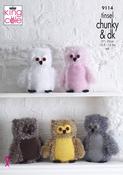 King Cole Tinsel Chunky &amp; DK Family of Owls (9114)