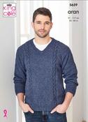 Men's Simple Cable Sweater &amp; Vest in King Cole Aran (5659)
