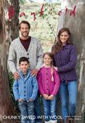 Family Cabled Cardigans in Hayfield Chunky Tweed with Wool (8185)