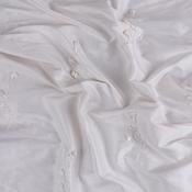 100% Embroidered Raw Silk: Ivory &amp; w/3D Florals - Per ½ Metre image