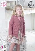 Girls Long &amp; Short Sleeved Cardigans in King Cole Cottonsoft DK (5129)