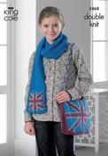 Union Jack Hat, Scarf and Bag in King Cole DK (3468)