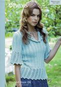 Cable &amp; Lace Top in Patons Washed Haze DK (03438)