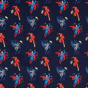 Young DC: Heroes on Dark Navy - 100% Cotton