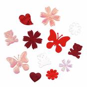 Craft Embellishments (8pcs) - Red Fabric Flower Mix