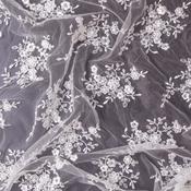 Premium Lace: Ivory Embroidered Lace w/Guipure Scallop - Per ¼ Metre image
