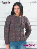 Mock Cable Cardigan &amp; Sweater Vest in Wendy Festival Chunky (5736)