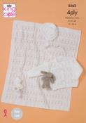 Babies Cardigan, Bonnet, Bootees &amp; Blanket in King Cole Big Value 4 Ply (5562) image