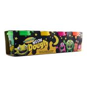 Play Dough Pots With Mould Lid (4pk) - Neon