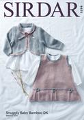 Baby Girl's Pinafore &amp; Cardigan Sirdar Snuggly Bamboo 4 Ply (5296)
