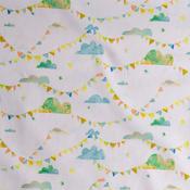 Aqua Clouds &amp; Bunting - 100% Cotton image