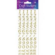 Adhesive Glitter Numbers - Gold