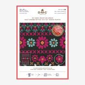 Half Cross Stitch Kit - Pink Geo Flowers image