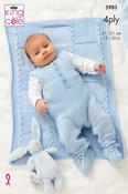 Jacket, Dungarees, Bootees &amp; Blanket in King Cole Cherished 4 Ply (5983) image