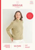 Women's Funnel Neck Moss Stitch Sweater in Sirdar Saltaire Aran (10176) - PDF