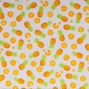Cotton Poplin Print - Pineapples on Ivory - Per ½ Metre image