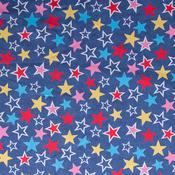Cotton Poplin Print - Multi Stars on Denim Blue - Per ½ Metre